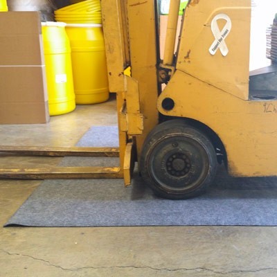 forklift mat protects warehouse floor